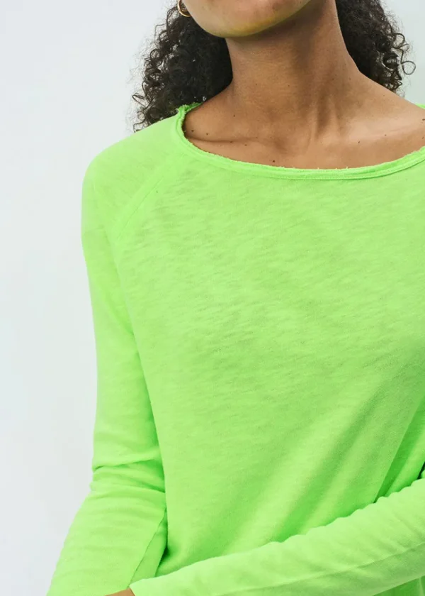 American Vintage Long-Sleeve Sonoma Boat Neck T-Shirt - Fluo Apple | Tops