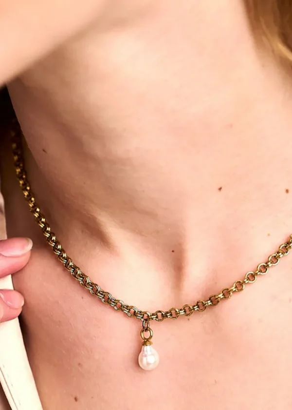 Orelia Luxe Chain & Pearl Drop Necklace | Necklaces