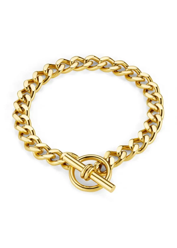 Orelia LUXE Flat Curb T-Bar Bracelet - Gold | Bracelets
