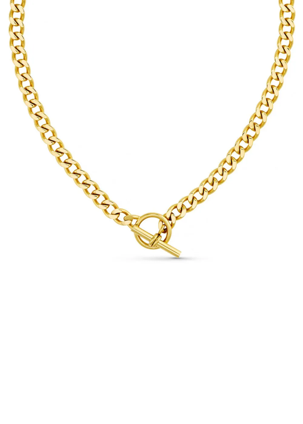 luxe_flat_curb_tbar_neckl_0-1.webp Orelia LUXE Flat Curb T-Bar Necklace - Gold | Necklaces