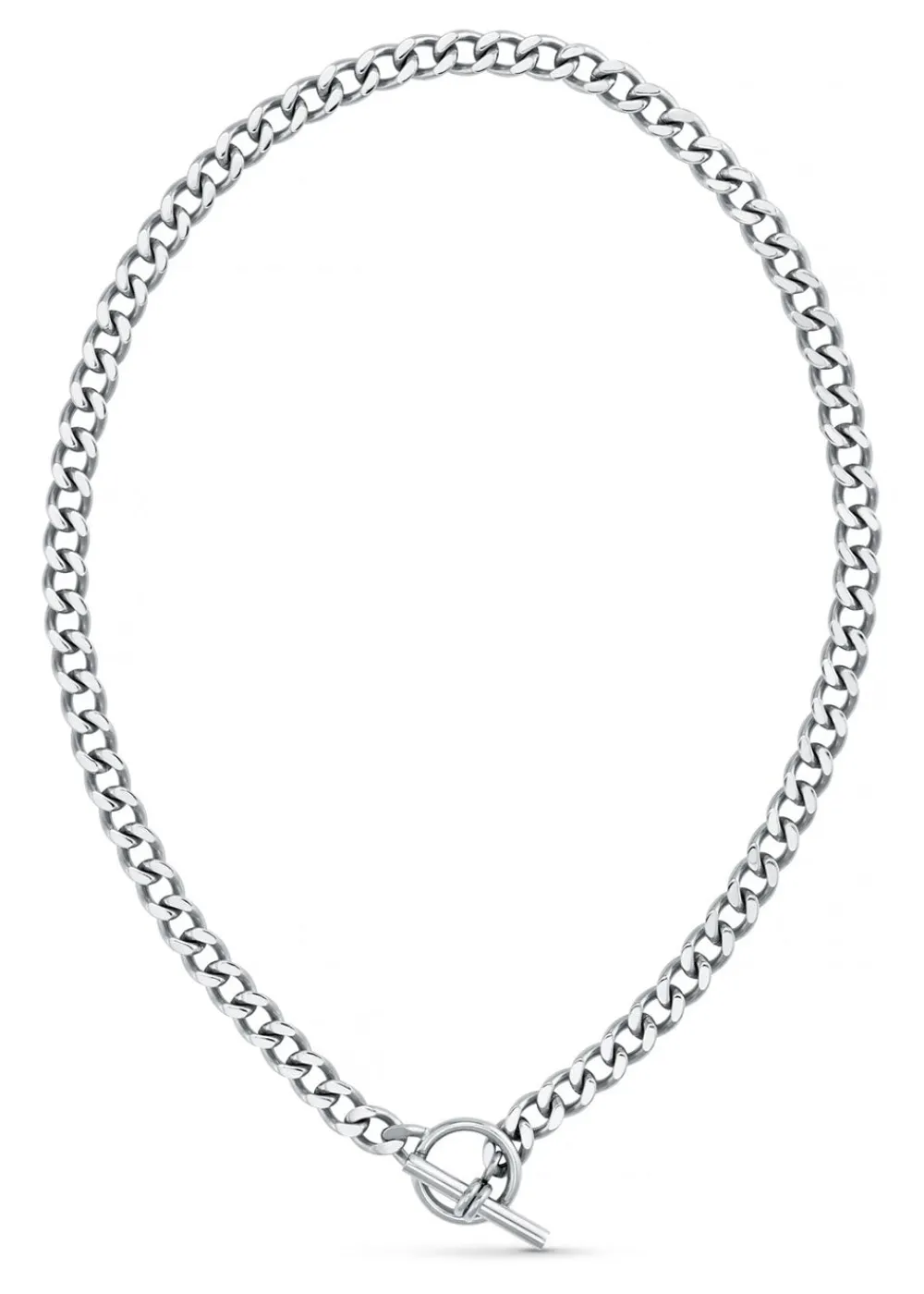 luxe_flat_curb_tbar_neckl_0.webp Orelia LUXE Flat Curb T-Bar Necklace - Silver | Necklaces