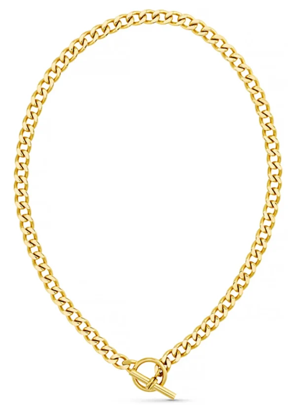 Orelia LUXE Flat Curb T-Bar Necklace - Gold | Necklaces