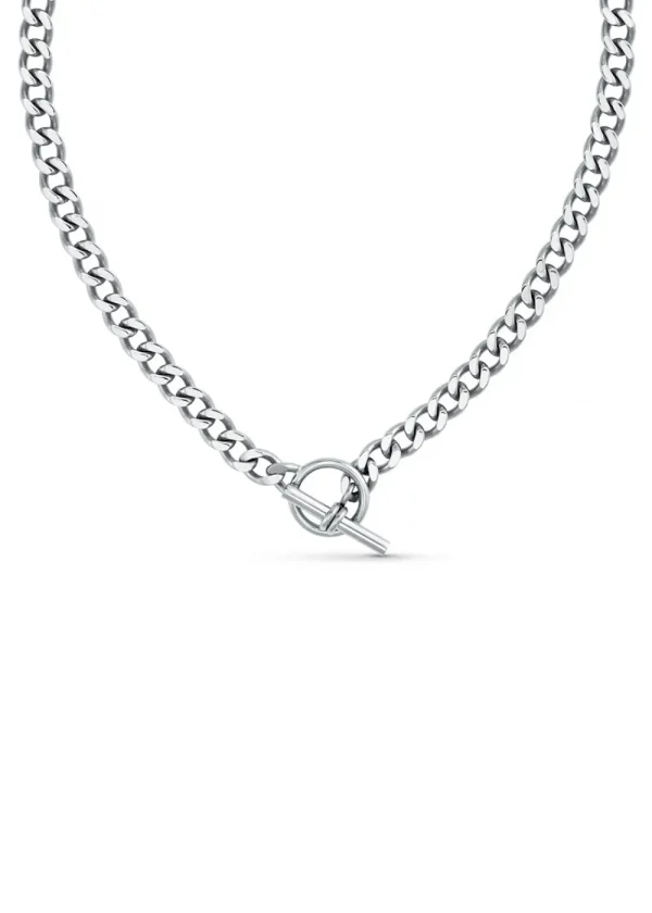 Orelia LUXE Flat Curb T-Bar Necklace - Silver | Necklaces