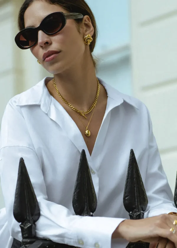 Orelia LUXE Flat Curb T-Bar Necklace - Gold | Necklaces