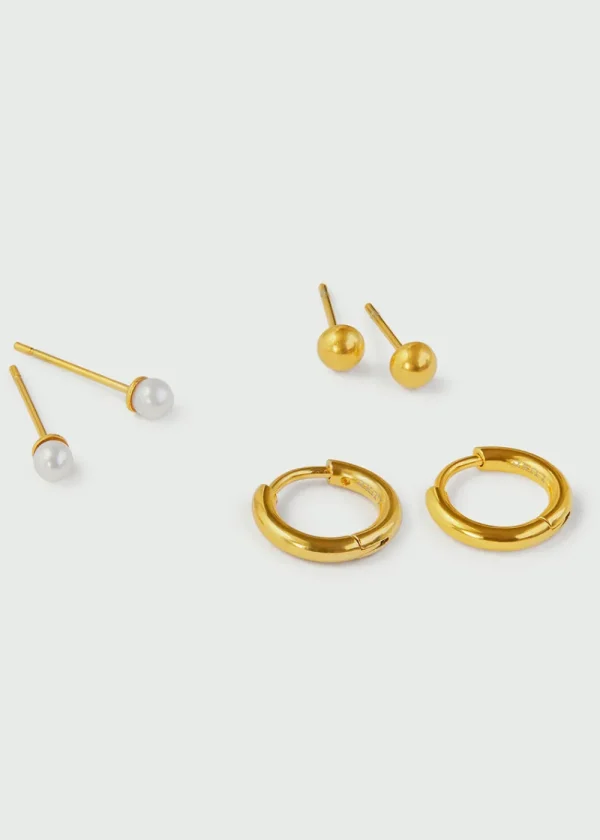 Orelia Luxe Pearl Stud & Hoop Earring 3 Pack | Earrings