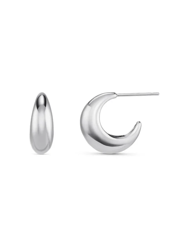 Orelia LUXE Tapered Dome Hoop Earrings - Silver | Earrings