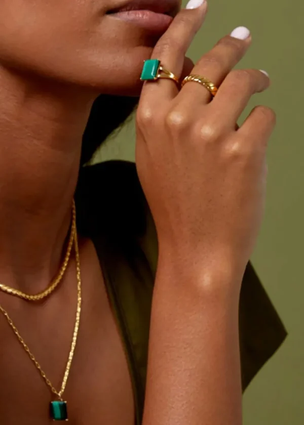 Orelia Malachite Claw Set Ring | Rings