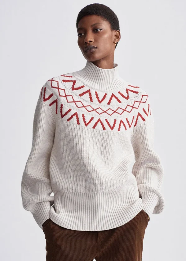 Varley Marcie Fair Isle Yoke Knit - Silver | Knitwear
