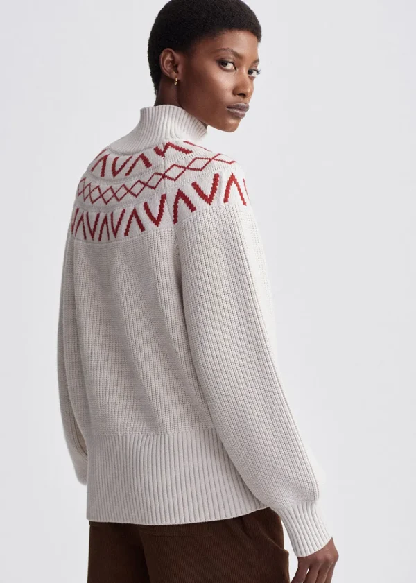 Varley Marcie Fair Isle Yoke Knit - Silver | Knitwear