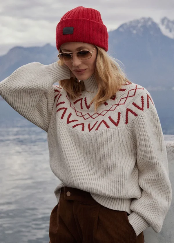 Varley Marcie Fair Isle Yoke Knit - Silver | Knitwear