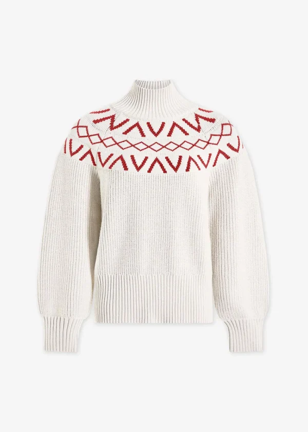 Varley Marcie Fair Isle Yoke Knit - Silver | Knitwear