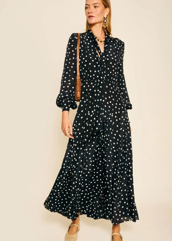 Rixo Marigold Dress - Bohemia Spot Deep Navy | Dresses