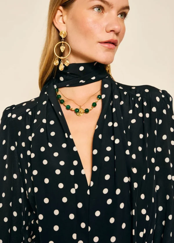 Rixo Marigold Dress - Bohemia Spot Deep Navy | Dresses