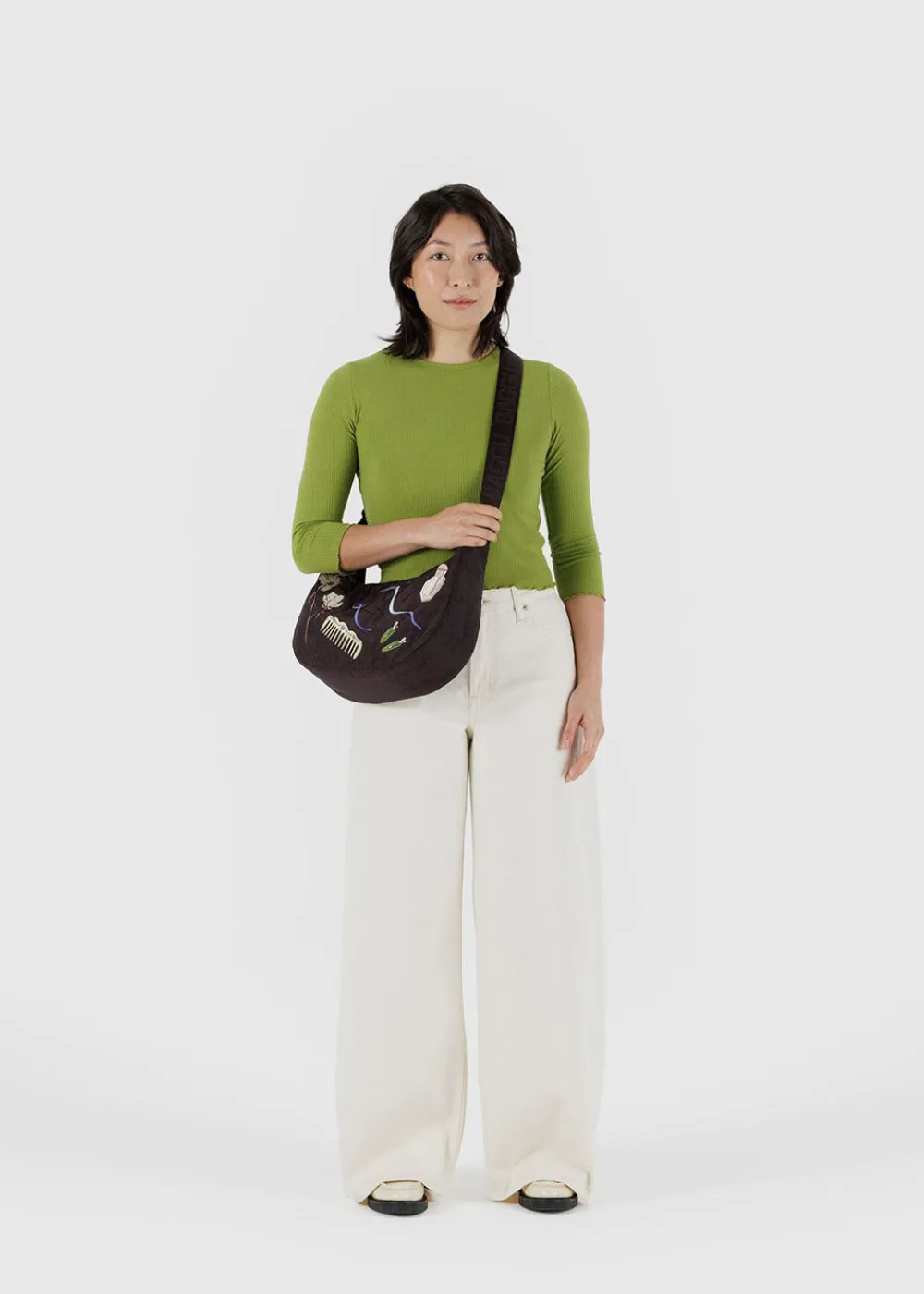 medium_nylon_crescent_bag_3-4.webp BAGGU Medium Nylon Crescent Bag - Embroidered Get Ready With Me | Bags
