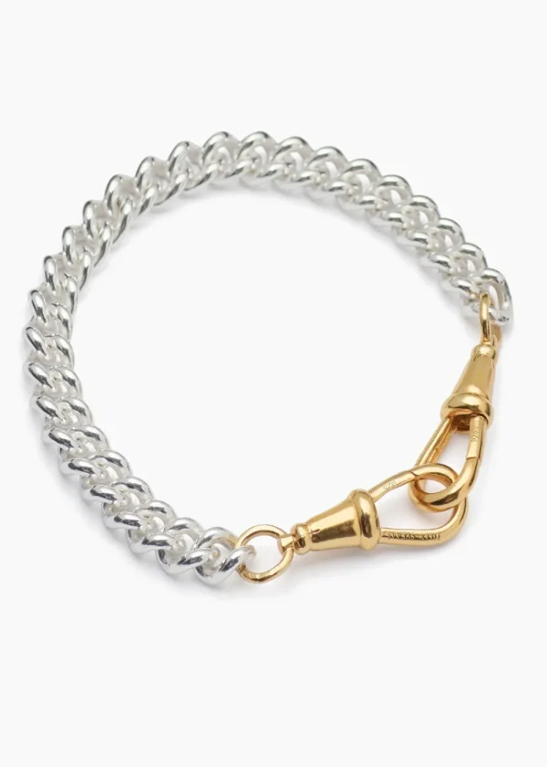 Tilly Sveaas Medium Silver and Gold Curb Clipt Bracelet | Bracelets