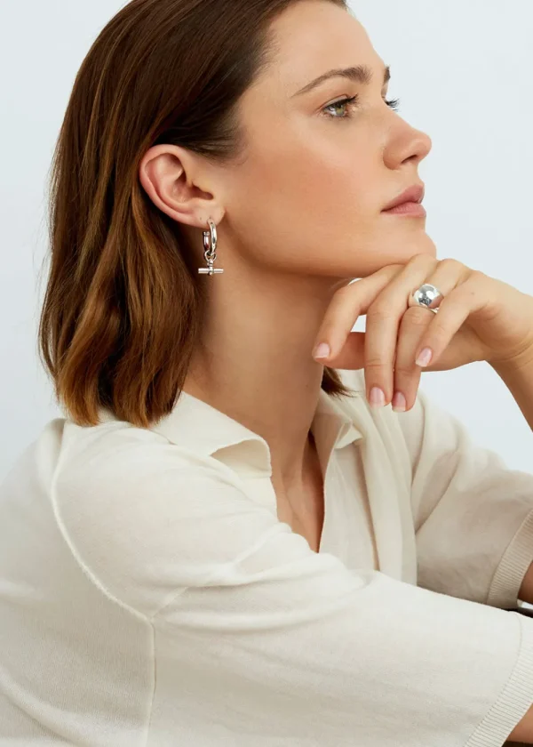 Tilly Sveaas Medium Silver T-Bar Earrings | Earrings