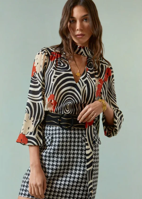 Rixo Moss Top - Swirl Daisy Black | Tops