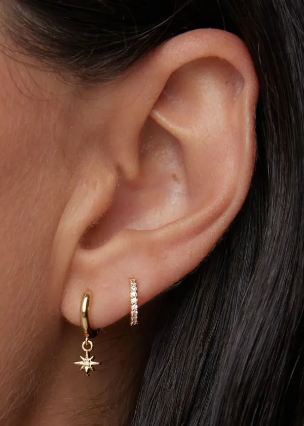 Orelia Pavé Mini Micro Hoop Earrings - Gold | Earrings