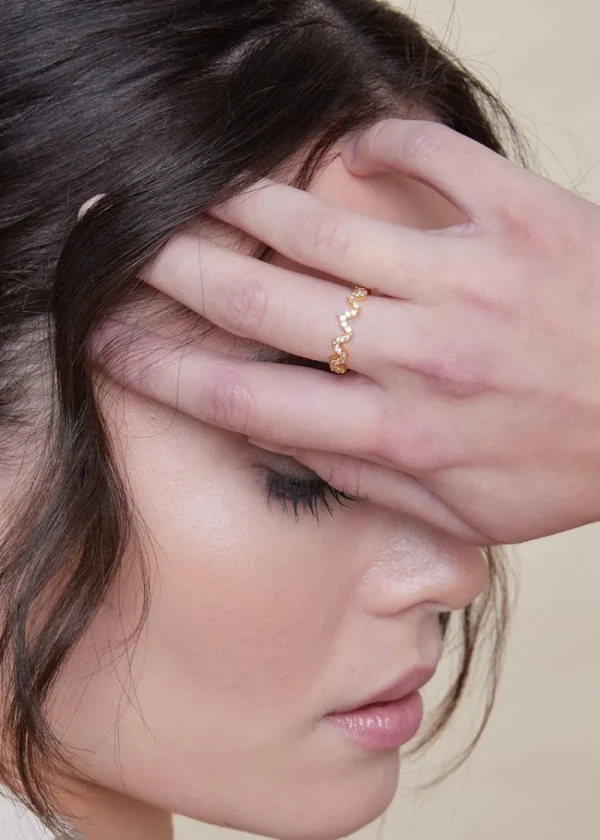 Orelia Pave Wave Ring - Gold | Rings