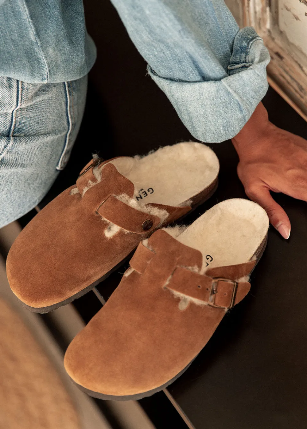 riva_velour_wool_clog__al_1.webp Genuins Riva Velour Wool Clog - Almond | Shoes