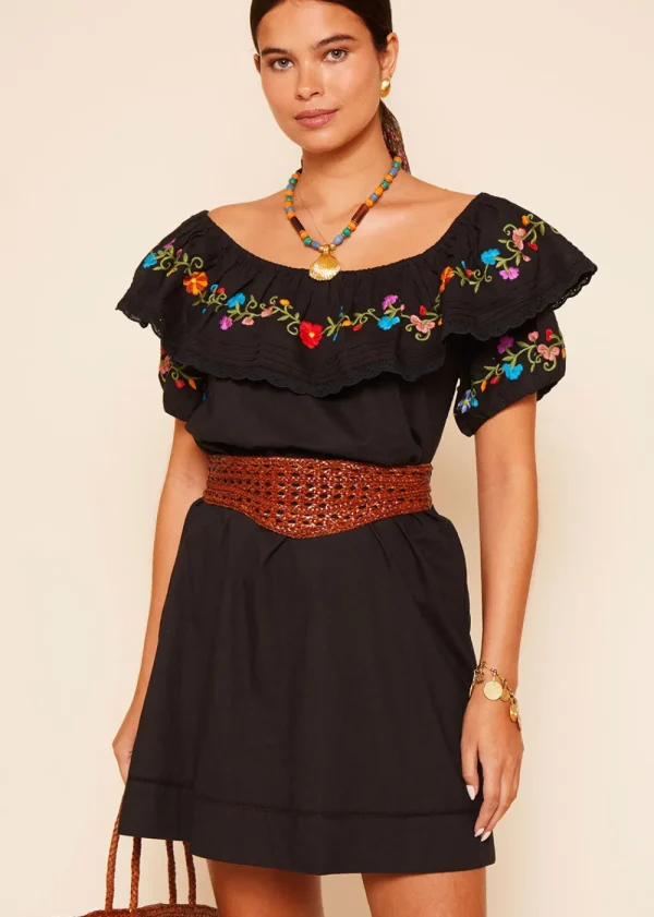 Rixo Saige Dress - Embroidery Black | Dresses
