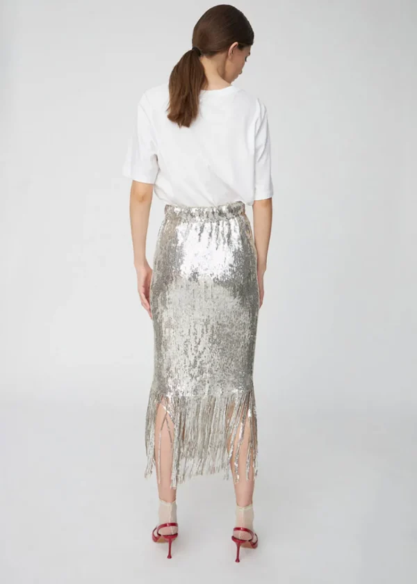 Stella Nova Sequins Fringes Skirt - Silver Fractures | Skirts