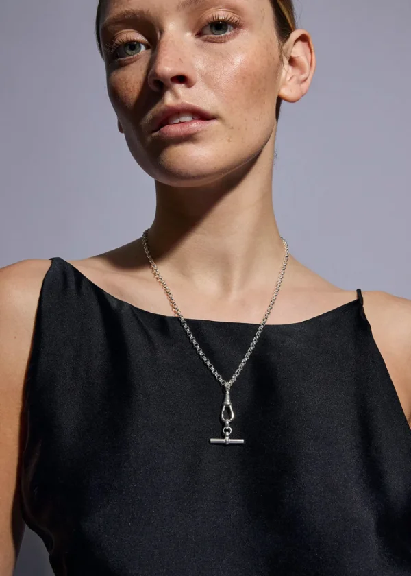 Tilly Sveaas Silver T-bar on Chunky Belcher Clipt Necklace | Necklaces