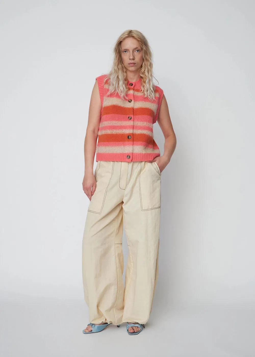 striped_mohair_cardigan_v_0.webp Stella Nova Striped Mohair Cardigan Vest - Sunshine Orange | Knitwear