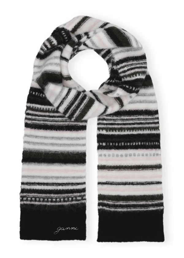 GANNI Striped Soft Wool Scarf | Scarves