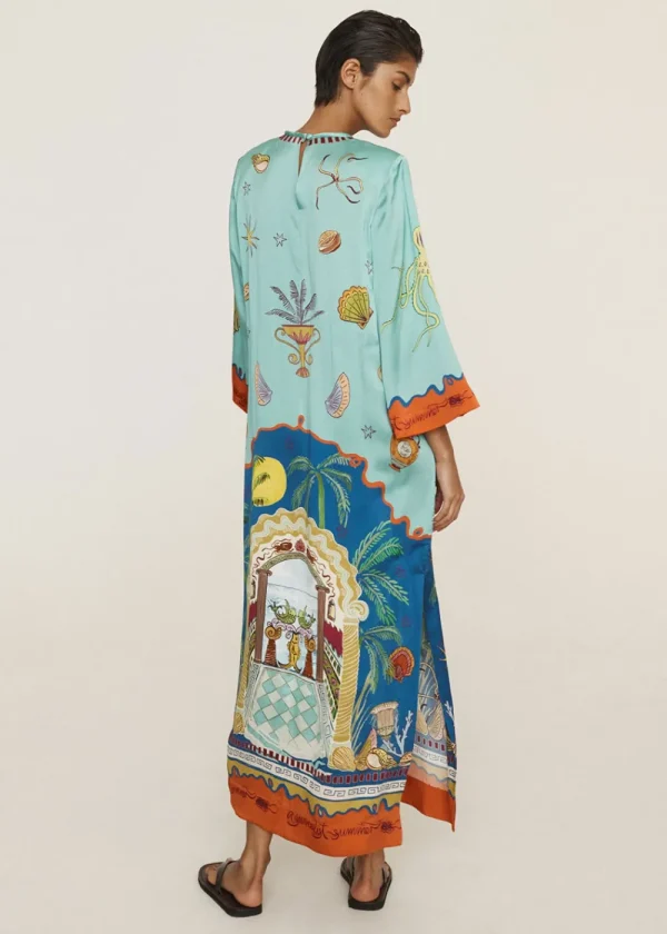 Alémais Surrealist Summer Midi Silk Dress | Dresses