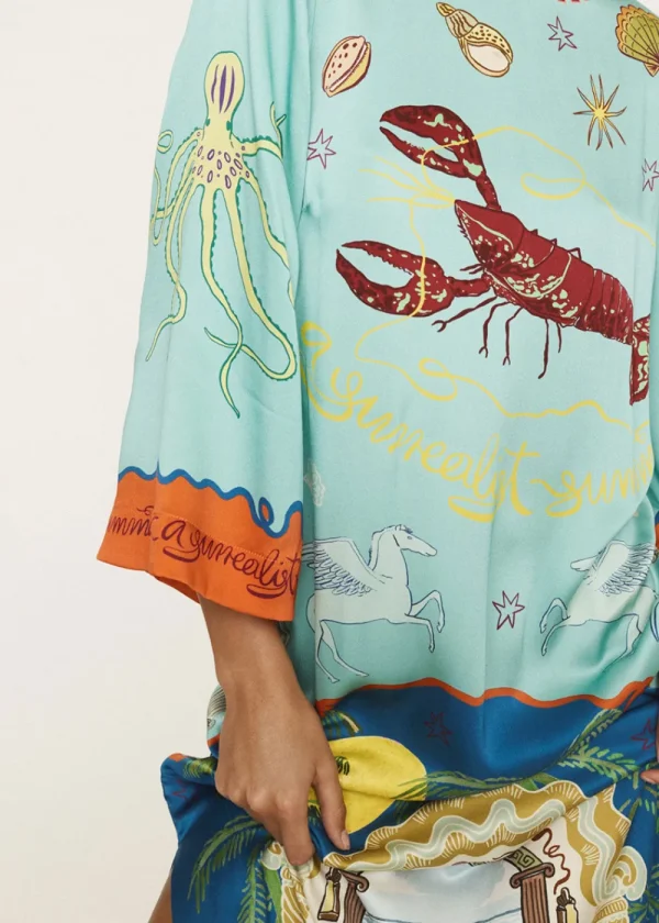Alémais Surrealist Summer Midi Silk Dress | Dresses