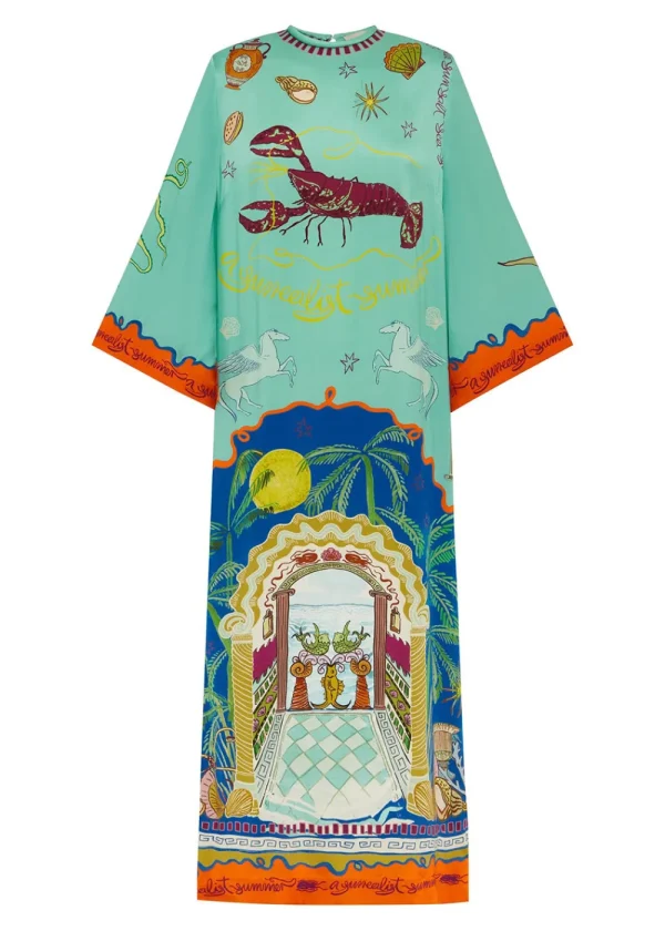 Alémais Surrealist Summer Midi Silk Dress | Dresses