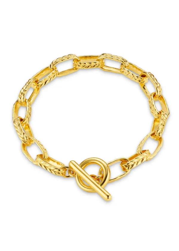Orelia Textured Oval Link T-Bar Bracelet | Bracelets