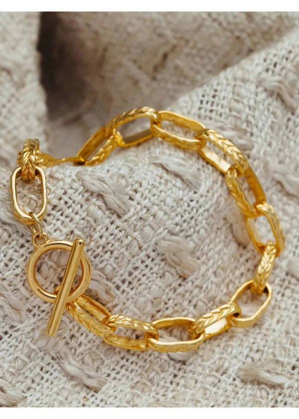 Orelia Textured Oval Link T-Bar Bracelet | Bracelets