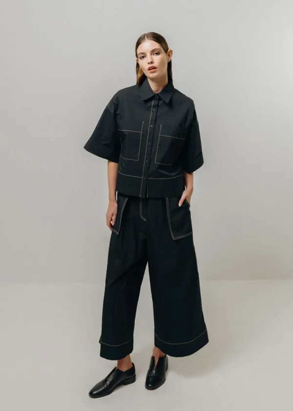 Emin and Paul Ultra Wide Leg Trousers - Black | Trousers